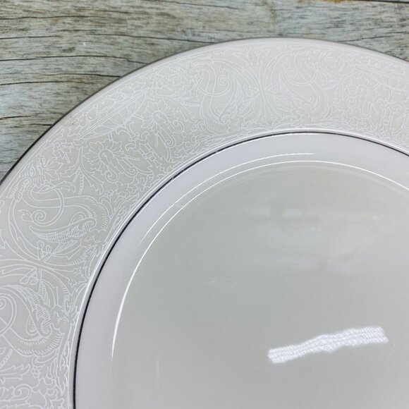 American Manor China CHANTILLY Cream Flowers Platinum Trim Dinner Plates Set 3 - Picture 10 of 15